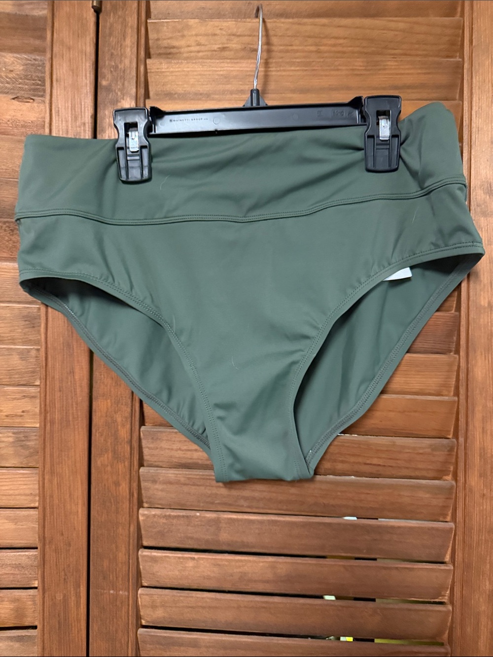 High-Waist Olive Green Women’s Swim Bottoms